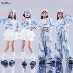 Hip Hop Girls K-pop Fashion Crop Top Street Dance Cargo Pants Tiered Skirts Kids Streetwear Children Jazz Clothes Sets Costumes