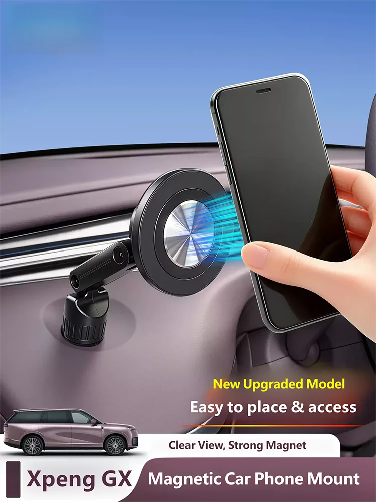 Instrument Panel Magnetic Phone Holder For Xpeng GX 2026 2027 Car Modification Accessories Mobile Navigation Anti Shake Bracket