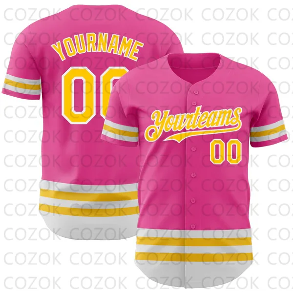 Unisex personalizado vermelho e rosa linha de beisebol Jersey, 3D impresso camisa, equipe camisas, Hip Hop Tops, homens e mulheres