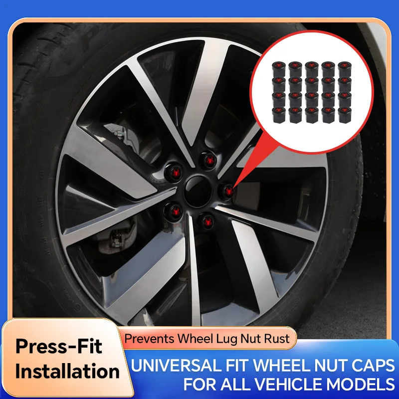 20PCS Black Car Wheel Caps Bolts For Peugeot 208 2008 3008 E-208 E-2008 Rifter Traveller Tire Nut Caps Car Wheel Lug Nut