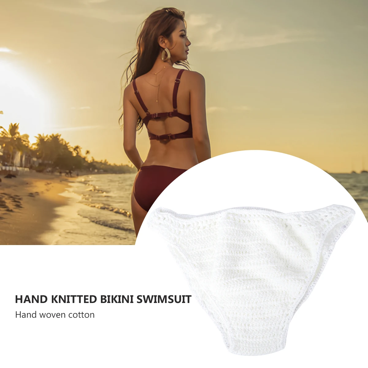 1pc Handgestrickte Bikini Für Frauen Sommer Briefs Strand Unterwäsche Sommer Am Meer Bademode Damen Pool Shorts Weiß Xl