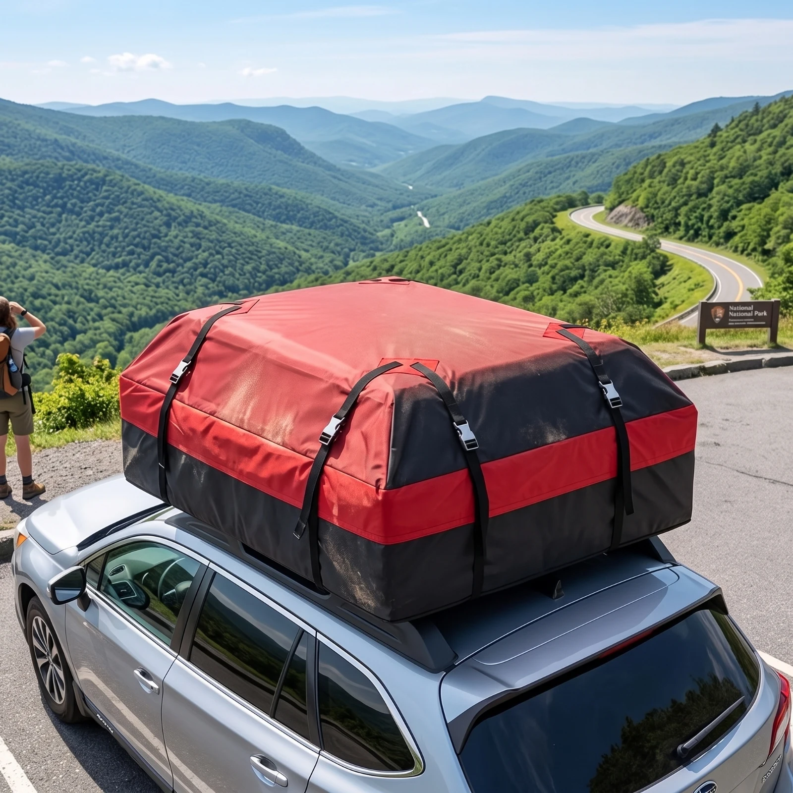 Car Roof Cargo Bag Soft-Sided Car Roof Bag with Straps Rooftop Cargo Carrier Heavy-Duty Extra Storage for Travelers, Road Trips