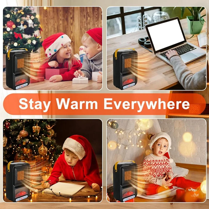 Small Space Heater For Indoor Use Portable Electric Fireplace Heater Realistic 3D Flame Mini Room Smart Heater