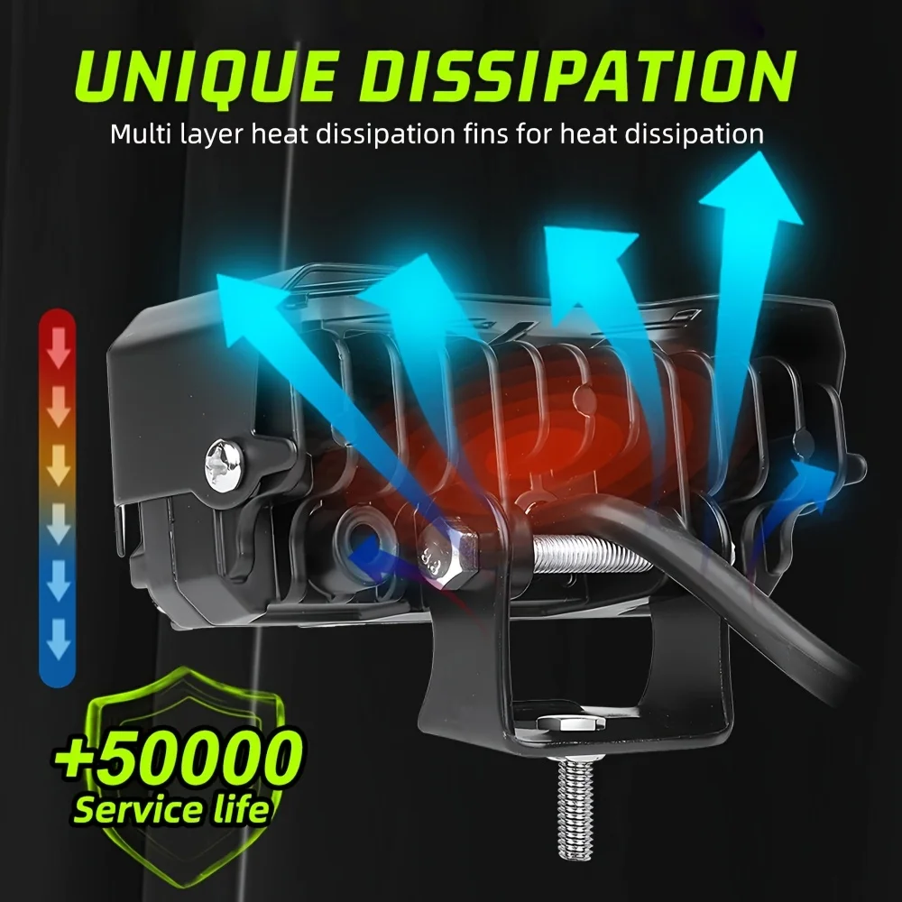 4 Zoll Weiß-Gelbe Zweifarbige Zusatz-Nebelscheinwerfer Fern-/Abblendlicht Offroad LED-Scheinwerfer für Auto LKW SUV 12V Zubehör – Detail 7