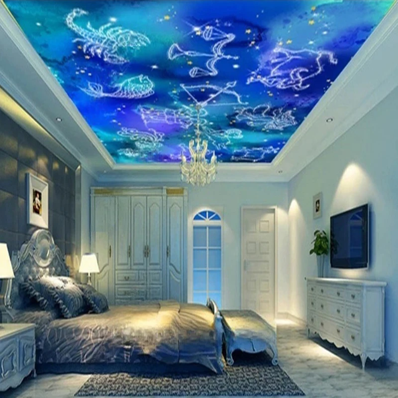 

MU8341 Cartoon Wallpaper Wall Murals Custom Starry Mountains Clouds Hot Air Balloon Geometric Designs for Kids' Rooms Decor