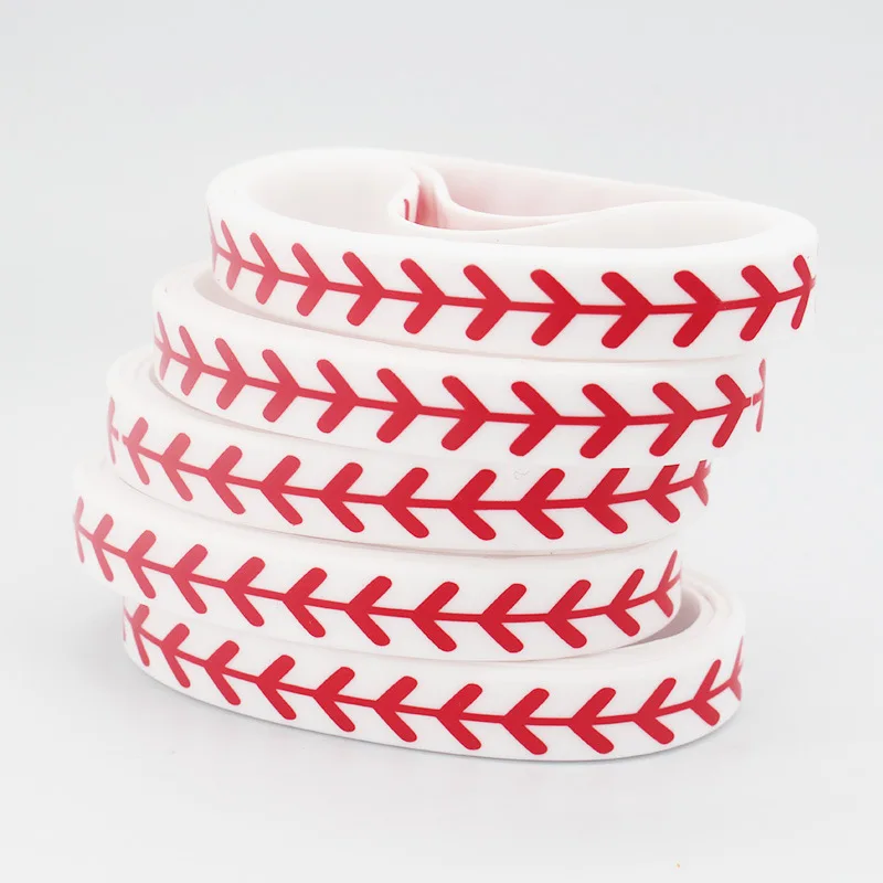 100PCS Softball Silicone Bracelet Sports Rubber Band Men Women Silicone Baseball Sports Bracelets Fashion Accessories