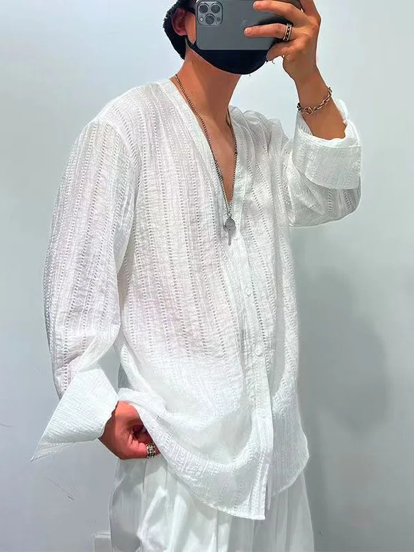 

Men's Faionable Long Sve Lace irt Sli Slim Fit Cotton Polyester Menswear for Busin Casual All Seasons China Made