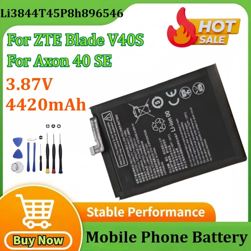 

New 3.87V 4420mAh Li3844T45P8h896546 for ZTE Blade V40S for Axon 40 SE Mobile Phone Battery+tools
