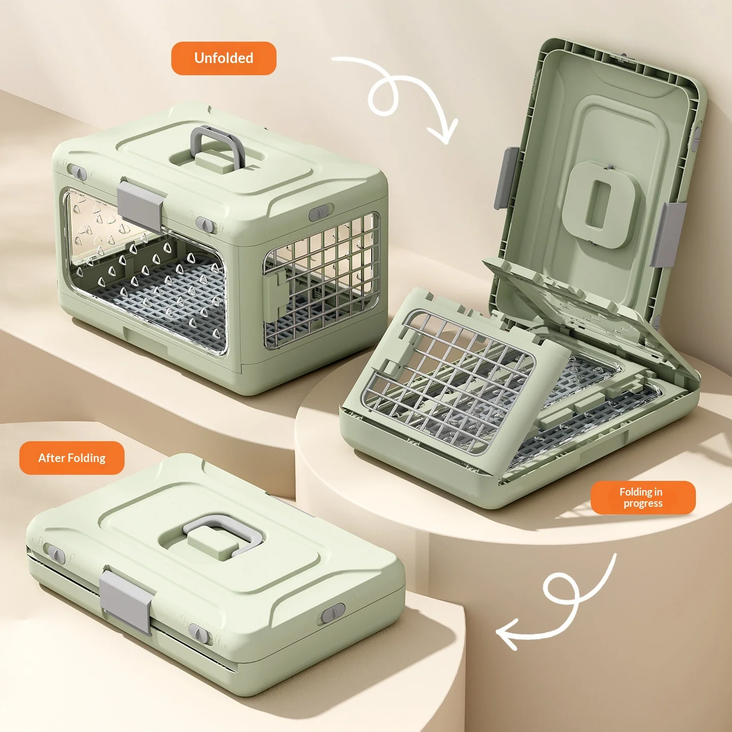 Handheld Folding Pet Carrier, Breathable Portable cat Carrier, Car Carrier, Large Capacity cat Transport Carrier