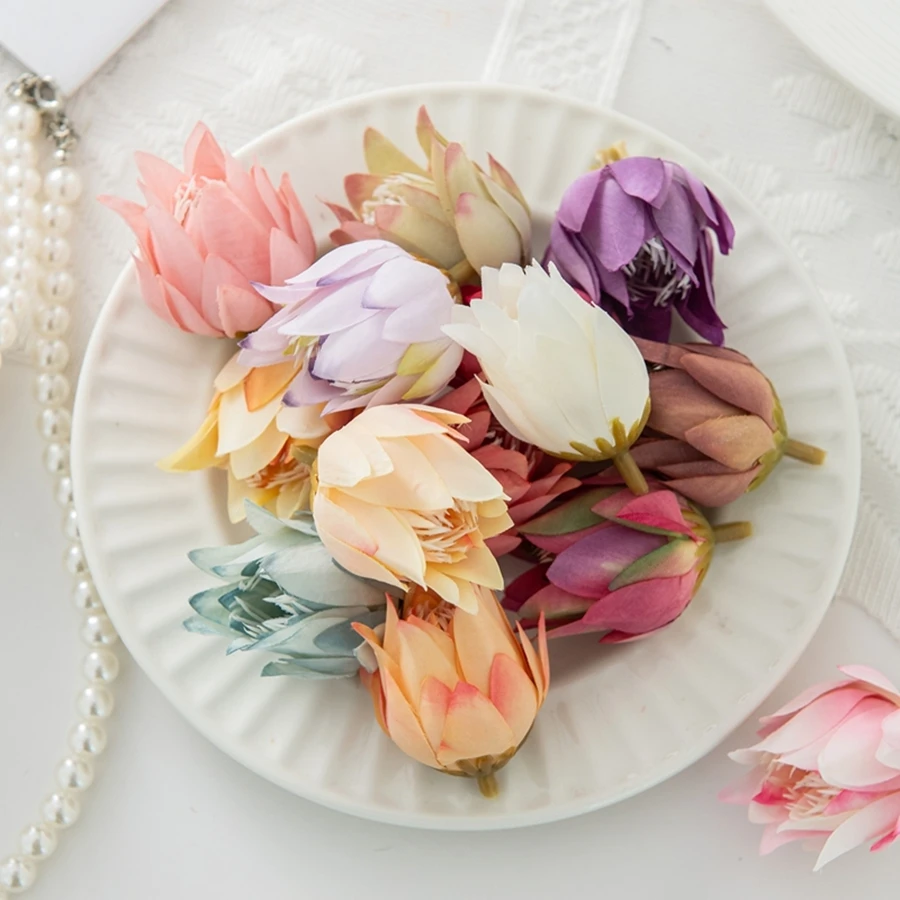 

50/100PCS Pineapple Blossom Artificial Flowers Silk Home Room Table Decora Wreaths Wedding Bridal Ornament Headwear Diy Gift Box