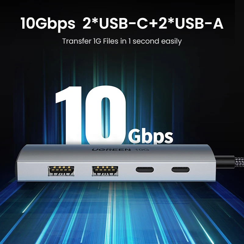 UGREEN USB Hub 10Gbps Type-C 3.2 Gen2 USB Splitter USB C USB A Hub 4 USB Port 3.2 for MacBook Pro Air Type C Multiport Adapter