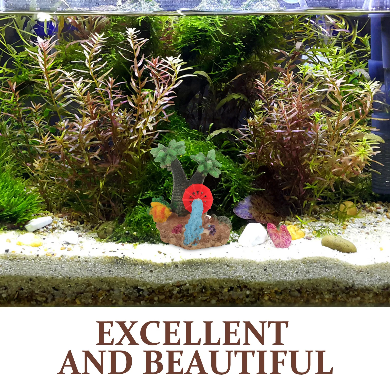 

Rockery Aquarium Water Wheel Artificial Fish Tank Decor Resin Plastic Simulation Mountain Natural Landscape Fish Tank