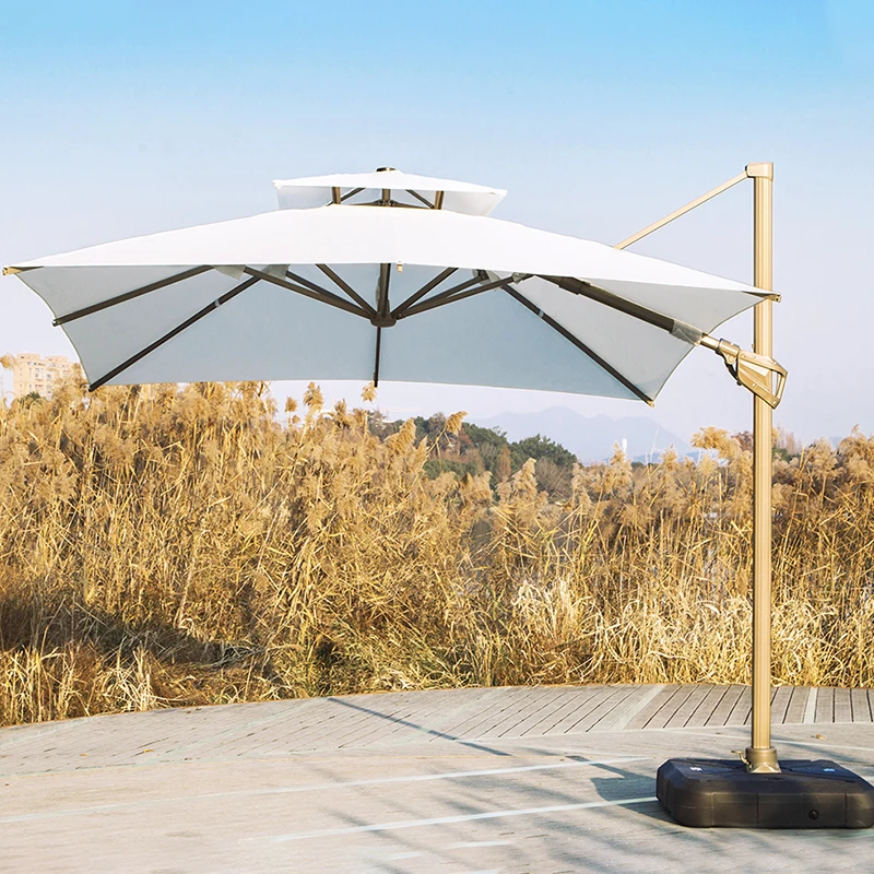 

High Quality Heavy Duty Outdoor Cantilever Rectangular Patio Umbrella Uv Protection Parasol Garden Umbrellas With Led Lights