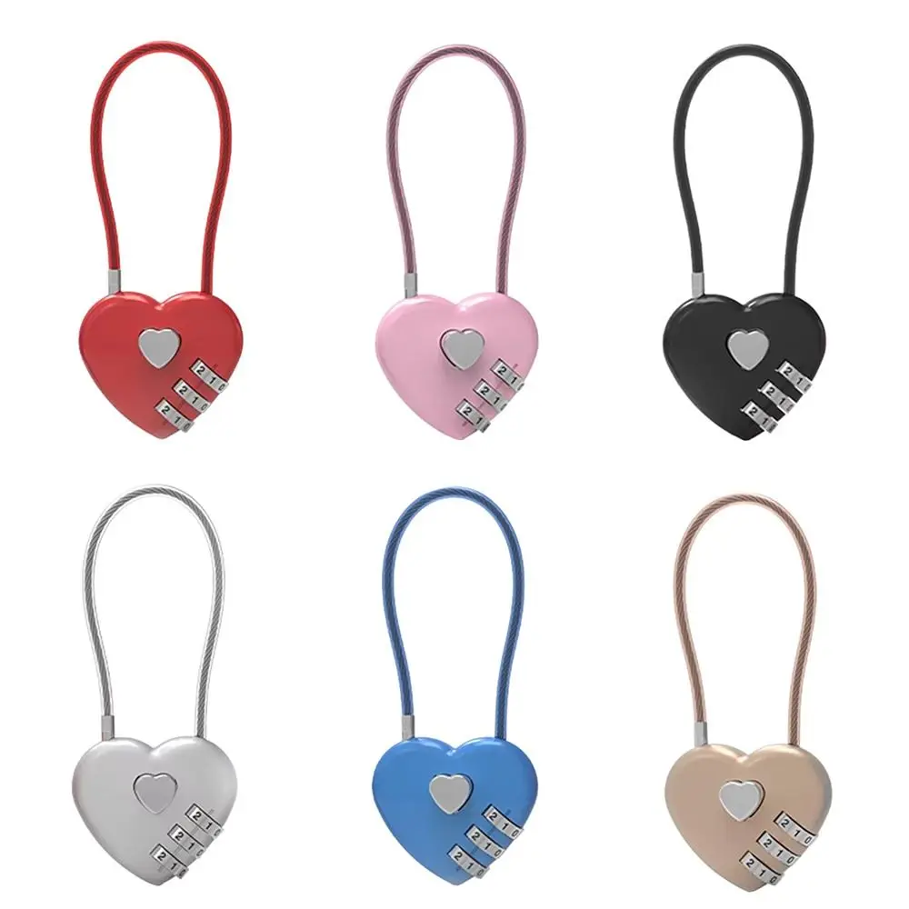 Valentine's Day Heart Style Love Password Lock 3 Digit Password Password Code Padlock Combination Lock Backpack