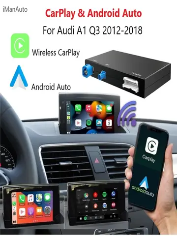 아우디 A1 Q3 2012-2018 MMI 3G RMC용 iManAuto 무선 CarPlay, 안드로이드 오토 미러링크 레트로핏 박스 (후방 카메라 지원)