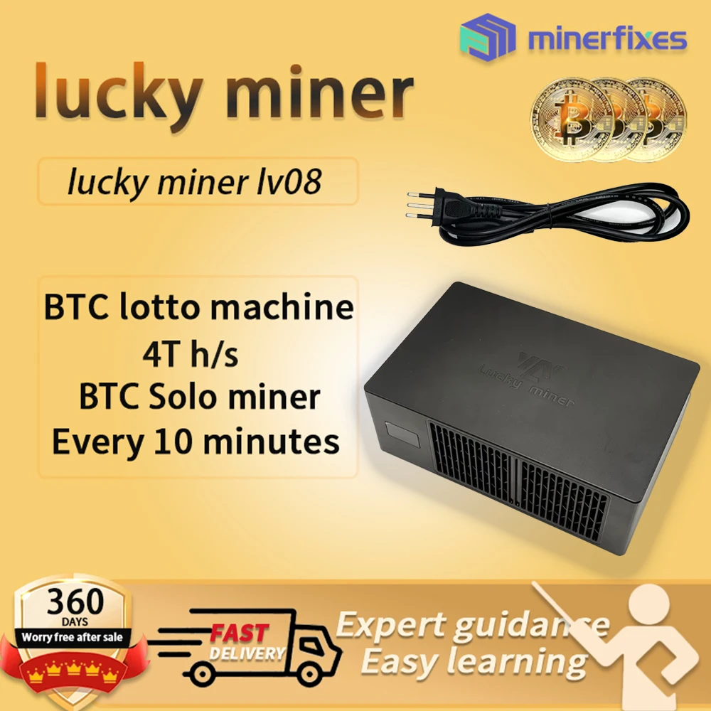 lucky miner lv08 Bitcoin miner crypto miner Solo miner BTC miner BCH BSV DGB WIFI 4TH/S SHA256 BM1366 Asic btc Mining Machine