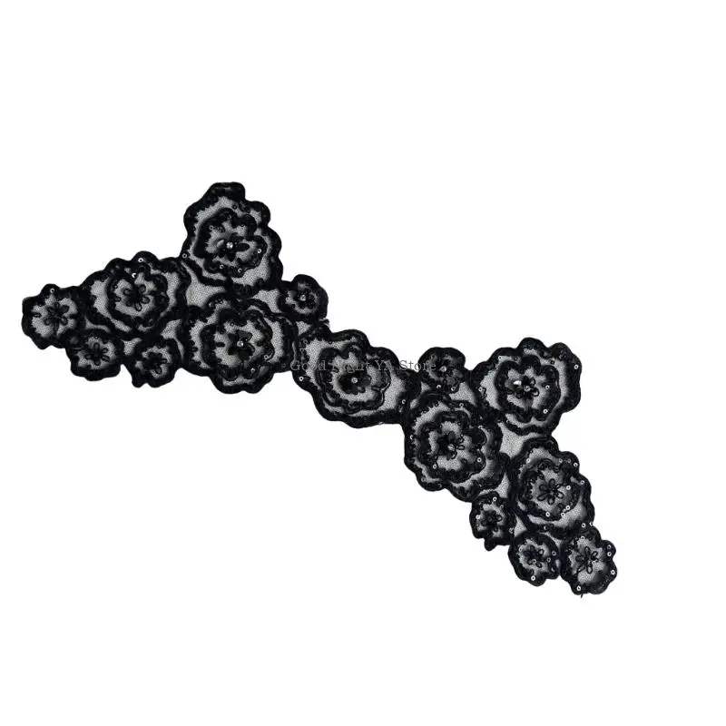 Glinsterende lovertjes mesh naaien op stof applique borduurwerk bloempatches voor ambachtelijke project mode kledingstuk