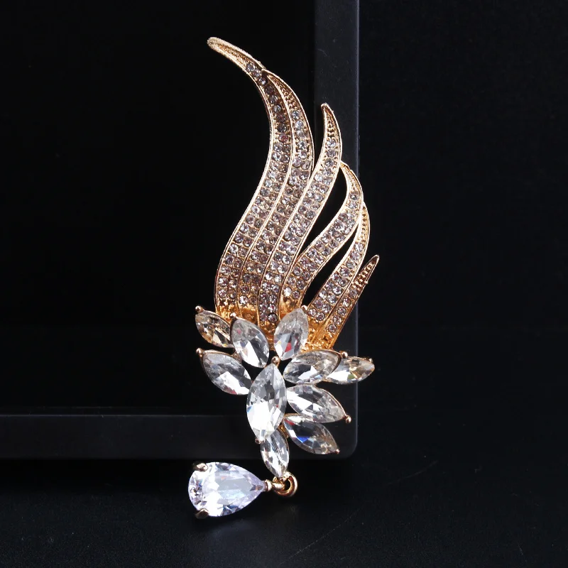 Modische einfache Anhänger Broschen kreative elegante Feder Anhänger Brosche Pin