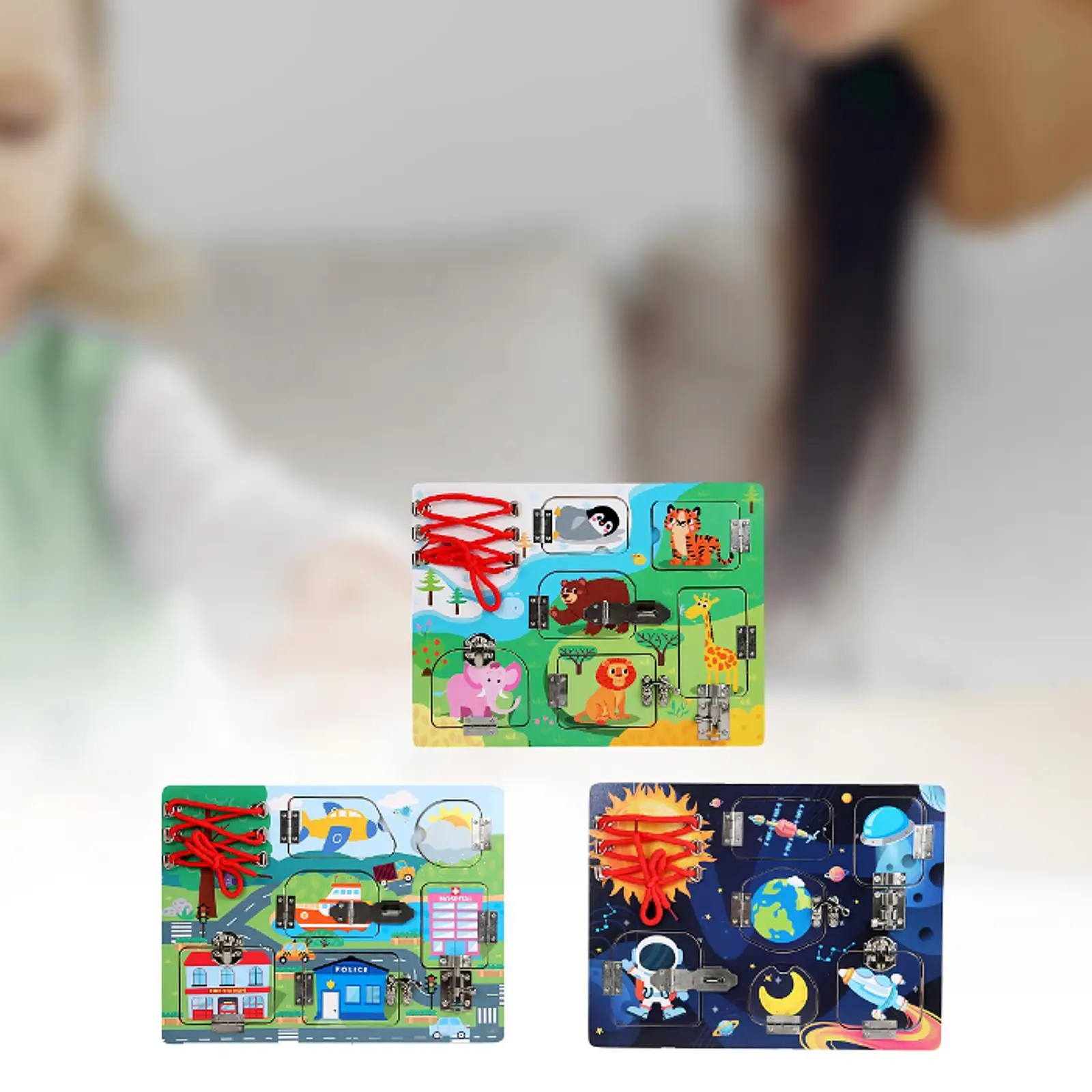 لعبة مونتيسوري التفاعلية المصنوعة من الخشب للأطفال، نشاط التعلم التعليمي