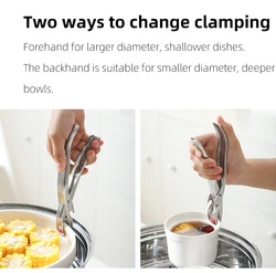 SHIMOYAMA Hot Dish Plate Clip 304 Stainless Steel Bowl Clip Hot Plate Gripper Holder Clamp Holder Tong for Kitchen Cooking