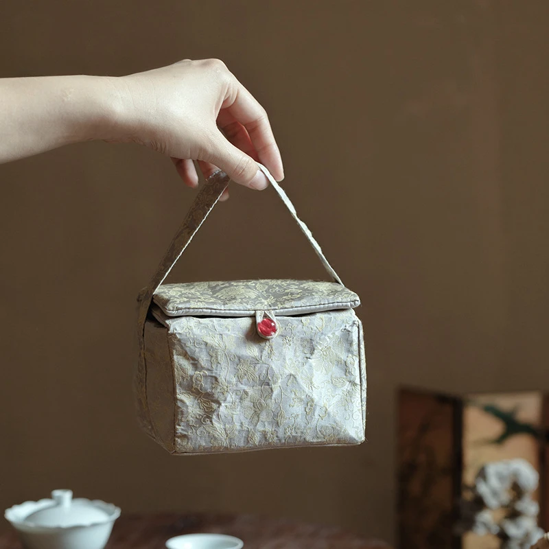 

Small Brocade Jacquard Fabric Storage Bags, Kitchen Household Teaware, Travel Outdoor Portable Storage Tool, Vintage Fabric Bag,