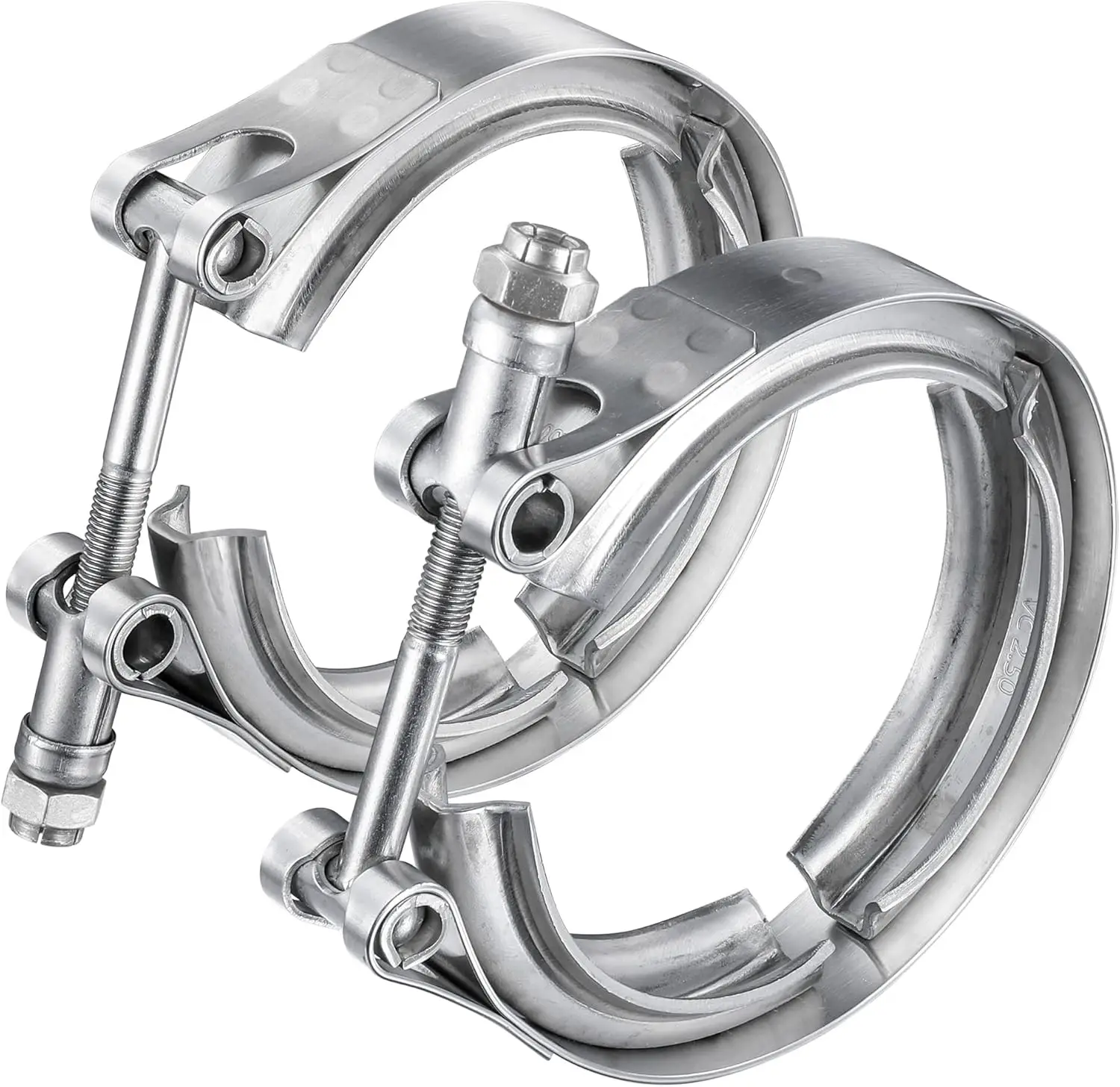 2pcs V Band Clamp 1.5-5 Inch 304 Stainless Steel, for Turbo Exhaust Downpipe, Racing Ford Pickup Truck Exchange Exhaust Systems