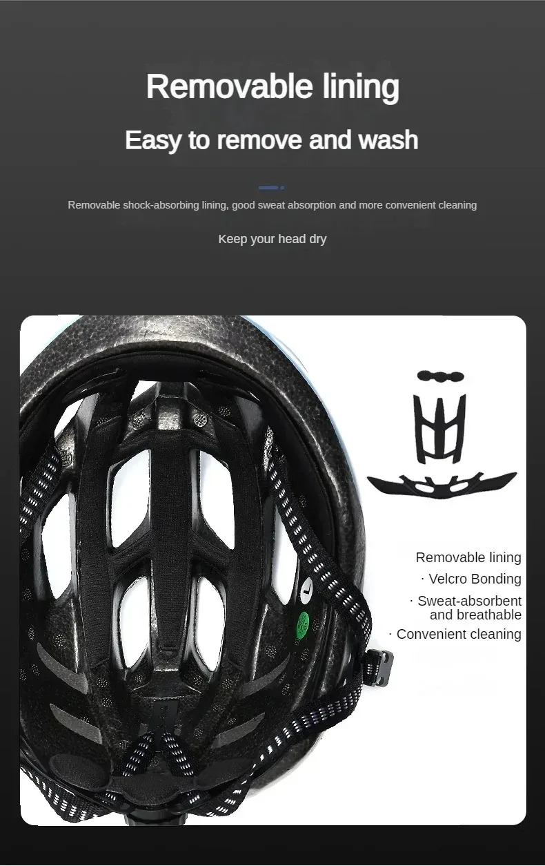 Riesiger, ultraleichter Fahrradhelm CPSC/CE-zertifiziert mit 18 Lüftungslöchern, verstellbarem Riemen und EPS-Schaum, MTB/Rennradzubehör – Detail 7
