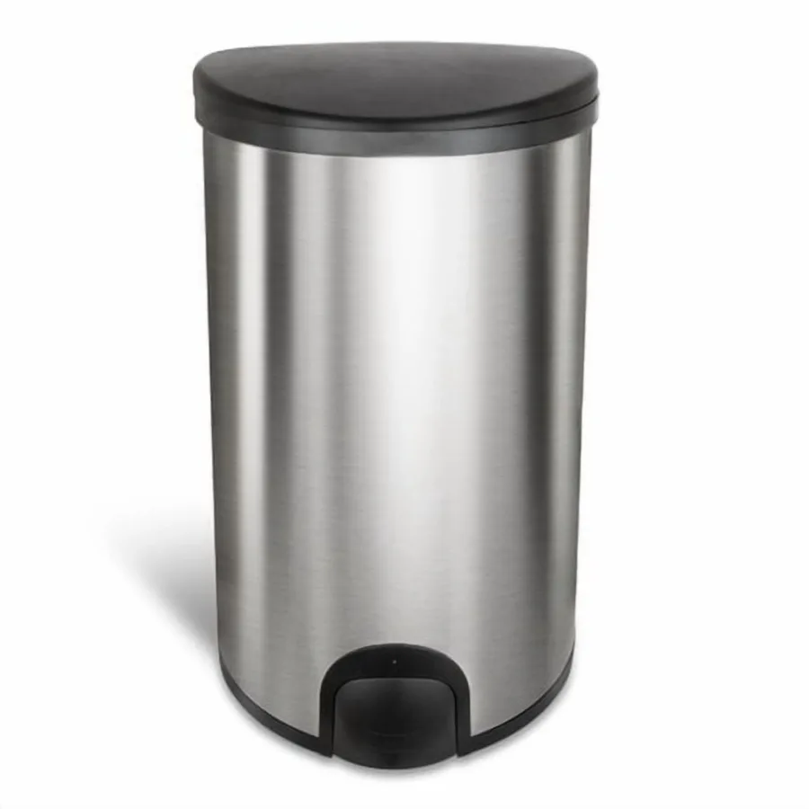 

Toe Touch Automatic Trash Can 13 Gallon Stainless Steel Foot Sensor Hands-Free Soft-Close Lid Garbage Bin Silver