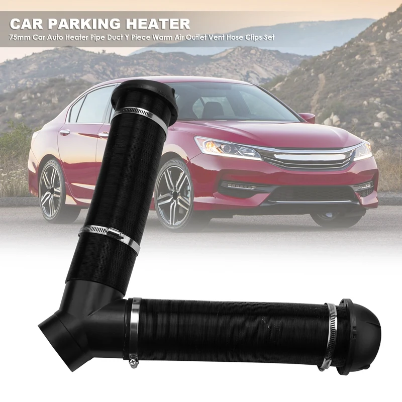 75Mm Car Auto Heater Pipe Duct Y Piece Warm Air Outlet Vent Hose Clips Set For Parking Heater Webasto Eberspacher