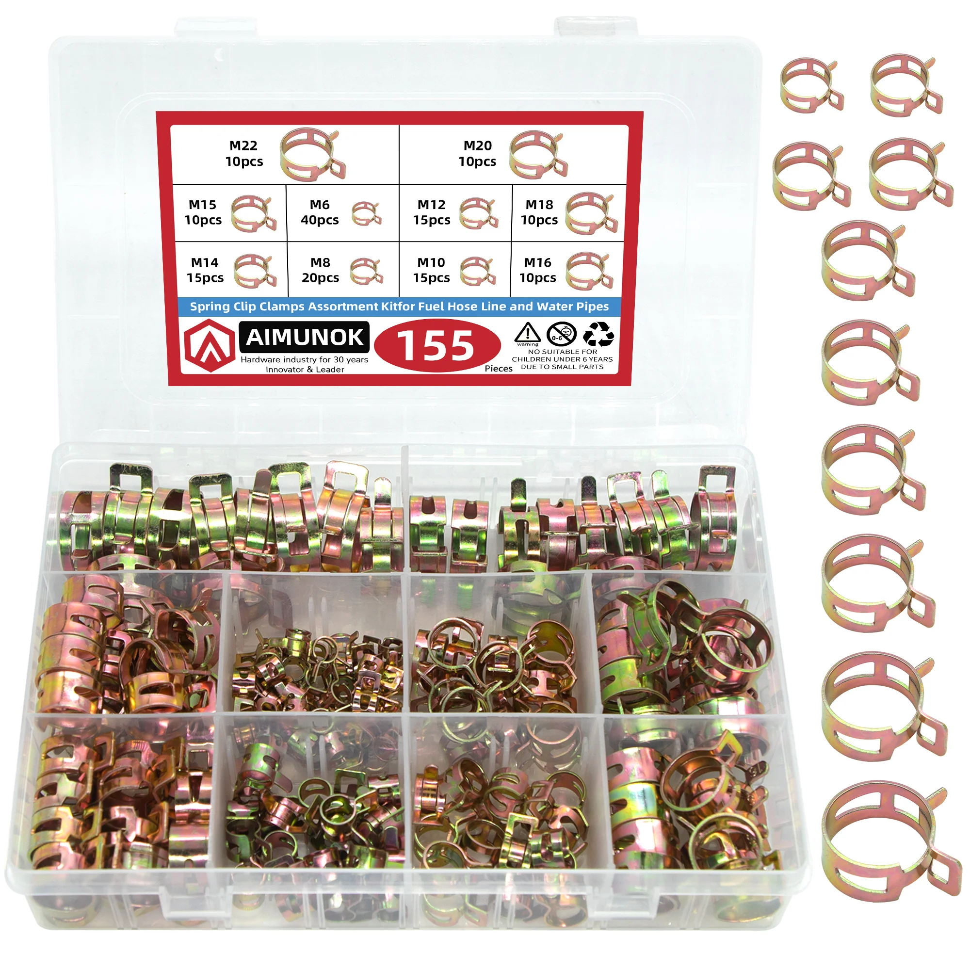 75/100/155PCS Car Truck Spring Clip Hose Clamp Fuel Oil Water Pipe Tube Clamp Japanese hose Fastener Assortment Kit