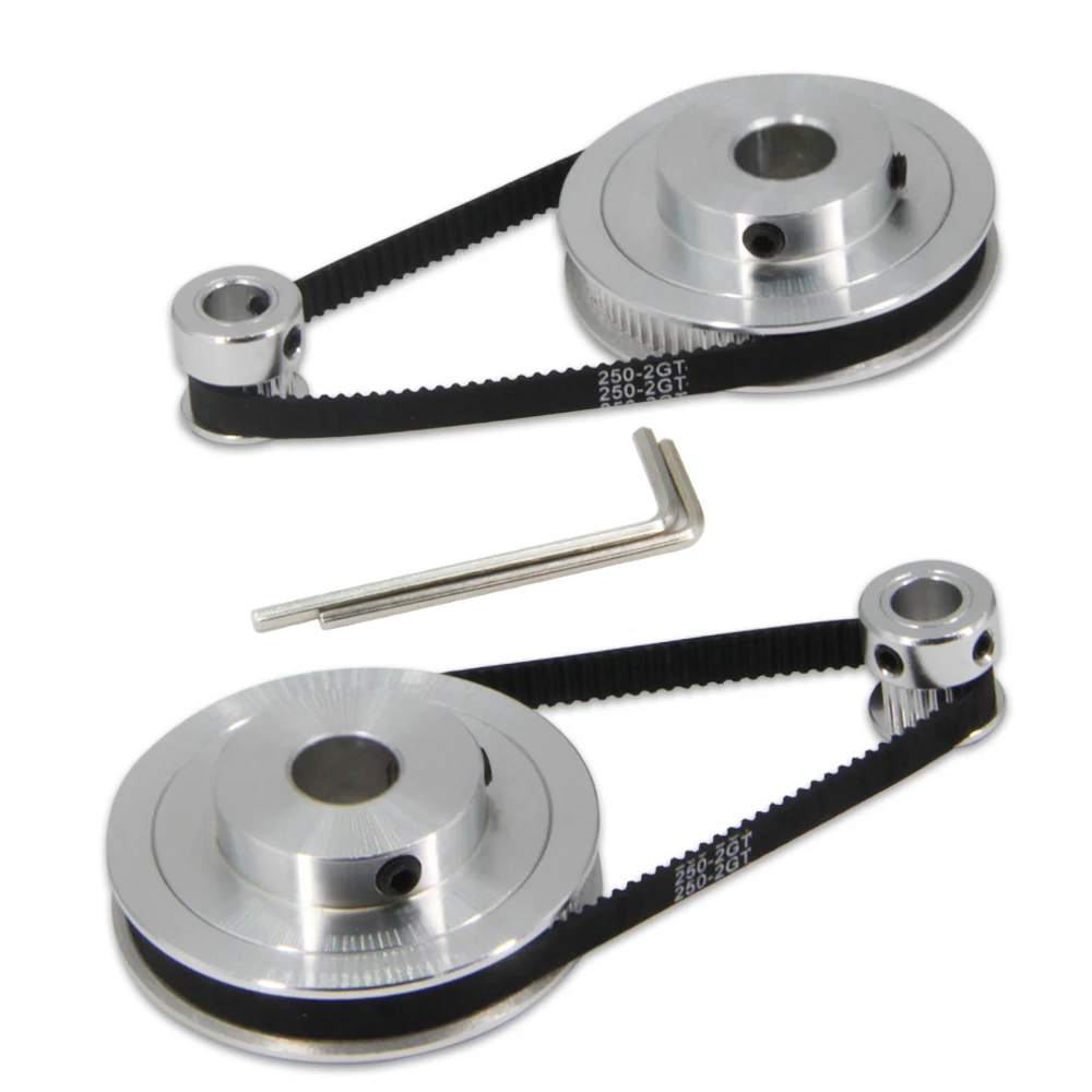 2PCS  GT2 Synchronous Wheel 20&80 Teeth 10mm Bore Aluminum Timing Pulley with 2PCS Length 250mm Width 6mm Belt (20-80T-10B-6)