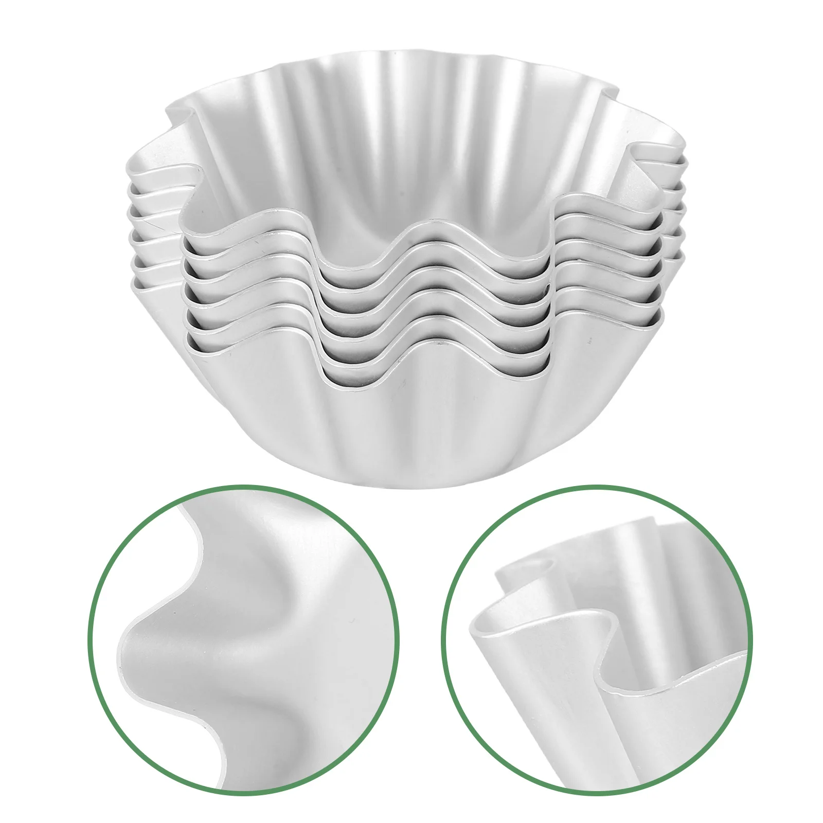 

6pcs Egg Tart Molds Aluminum Alloy Mini Tart Pans Non Stick Baking Molds For Dessert Cupcake Pie Cake Pudding Kitchen Gadget