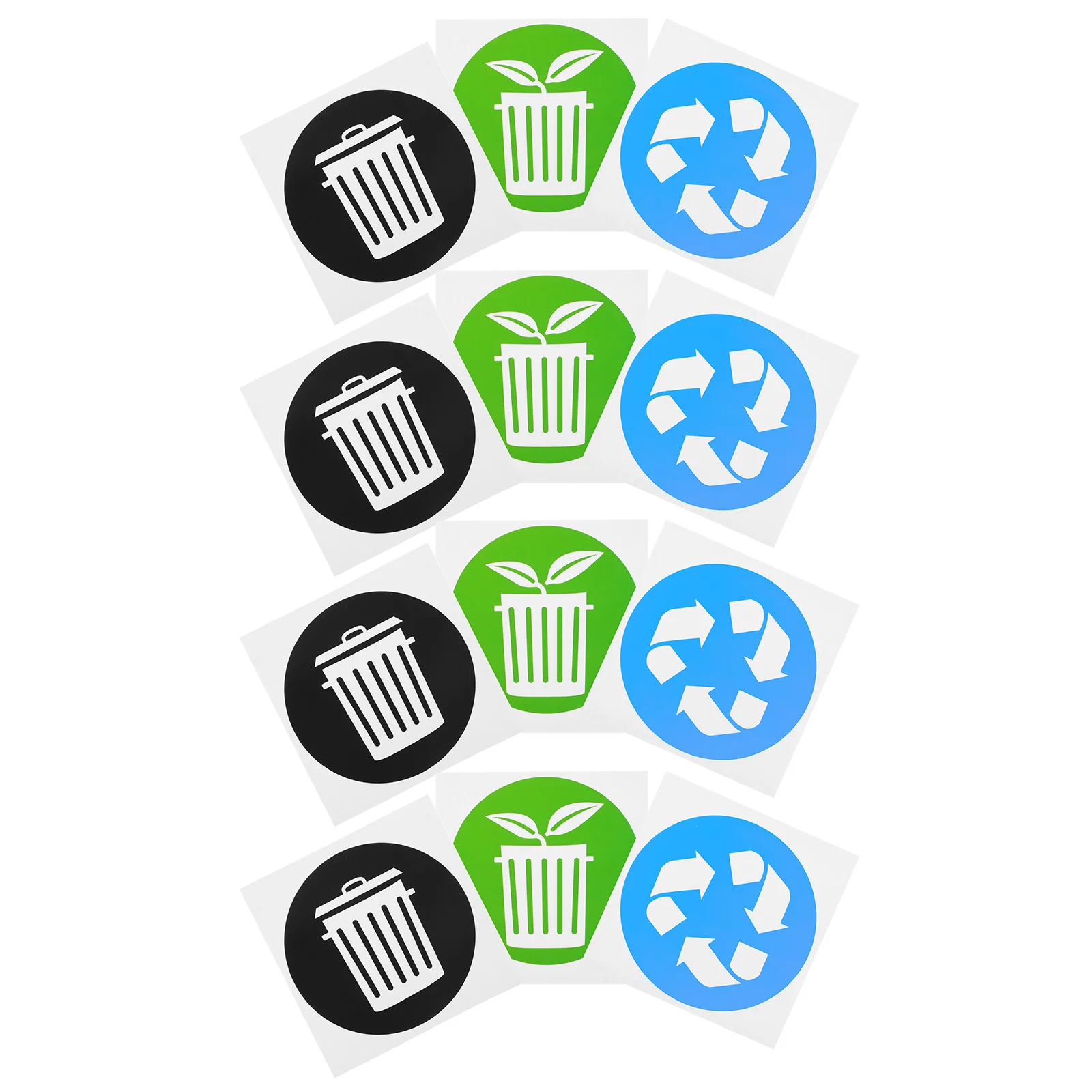 12Pcs Waste Sorting Stickers PVC Self Adhesive Removable Trash Can Recycling Labels for Garbage Bin Trash Sorting Label Sticker
