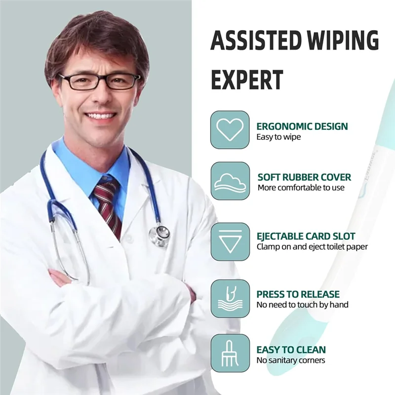 ABMK 2Pcs Toilet Aids For Wiping-15.7In Long Reach Comfort Butt Wiper Tools - For Disabled,Elderly,Pregnant,Overweight People