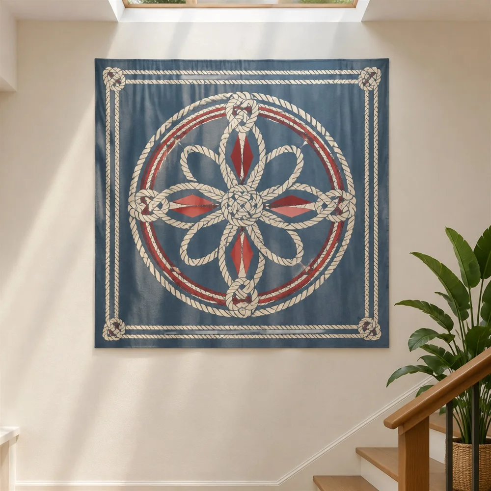 VIKAMA Macrame Rope Weave Tapestry Wall Hanging, Handmade Pattern Wall Art, Bohemian Decor for Bedroom Living Room Nursery Dorm