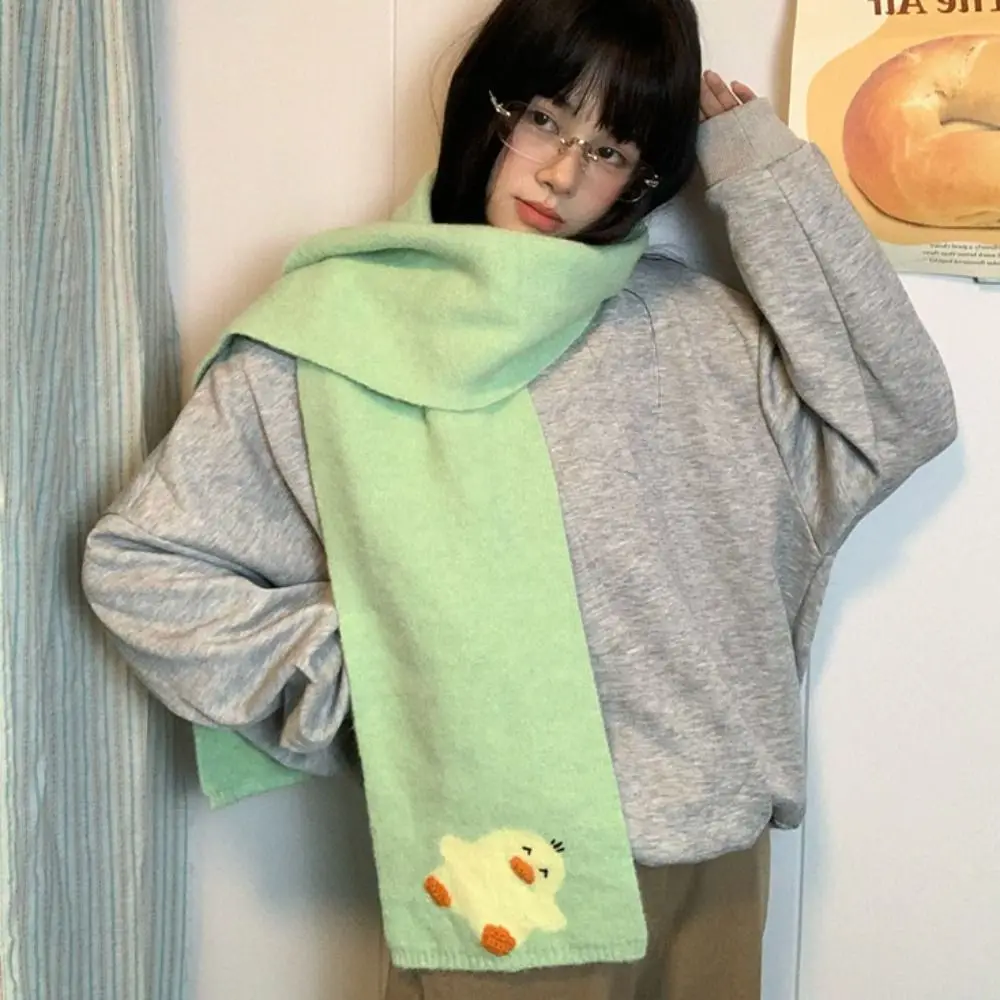 

Soft Colorful Cartoon Embroidery Scarf Korean Style Thickened Cashmere Knitted Scarf Sweet Windproof Winter Neck Warmer Student