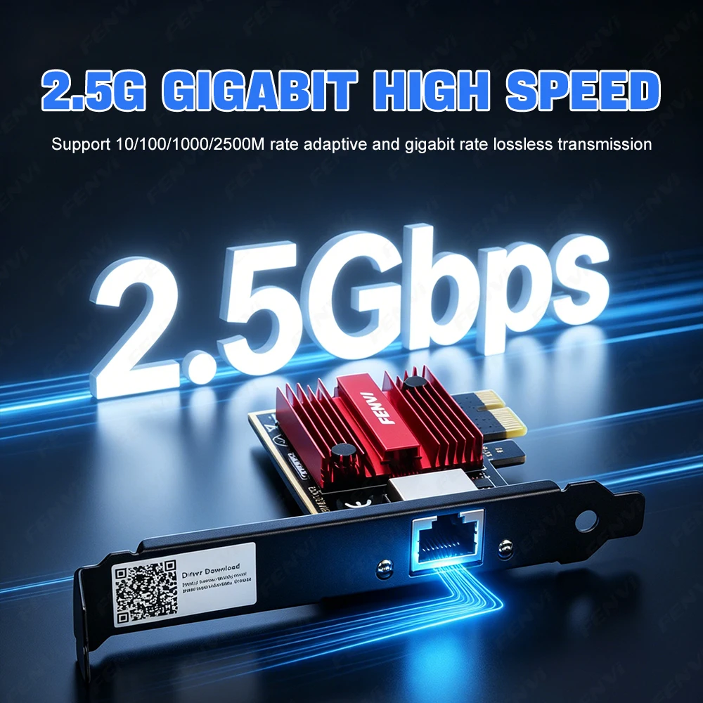 2.5Gbps PCIe Network Card RTL8125 RJ45 Ethernet Adapter 2500M LAN Controller Gigabit Multi-Speed for Windows 10/11 Desktop PC