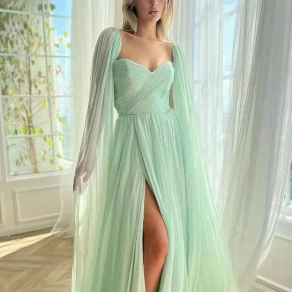 Elegant Prom Dress For Women Split Sweetheart Neck A Line Evening Gowns Floor Length Simple Party Dresses