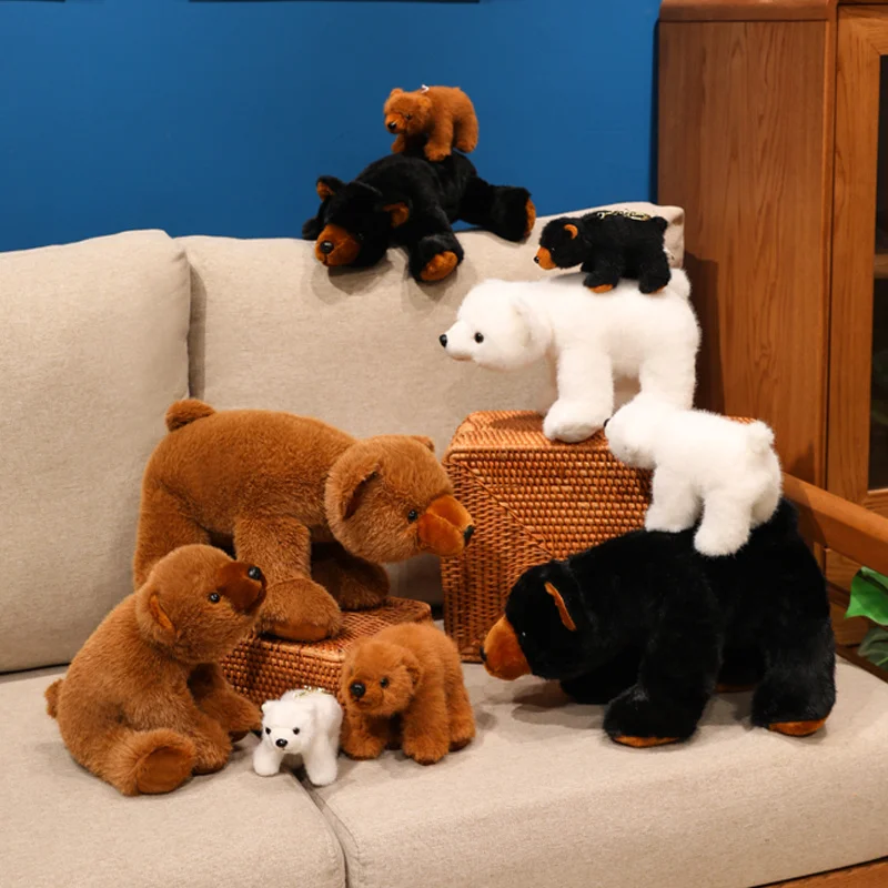 ตุ๊กตาหมีขั้วโลกการ์ตูนน่ารัก ขนาด 13-38 ซม. ของเล่นตุ๊กตาหมีสีน้ำตาล หมีดำ ทำมือ ของขวัญสำหรับเด็ก