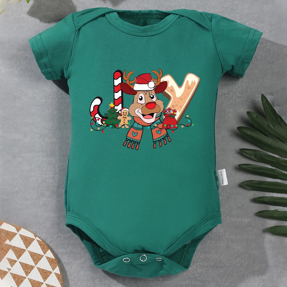 

Christmas reindeer Cartoon Newborn Clothes Pajamas Red Cotton Cute Joy Boy and Girl Onesies Cozy Soft Xmas Vibe Infant Playsuit