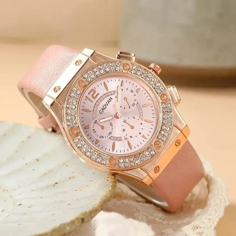 2pcs/set Watches Set Luxury Rhinestone Women Fashion Elegant Wristwatch Quartz Watch