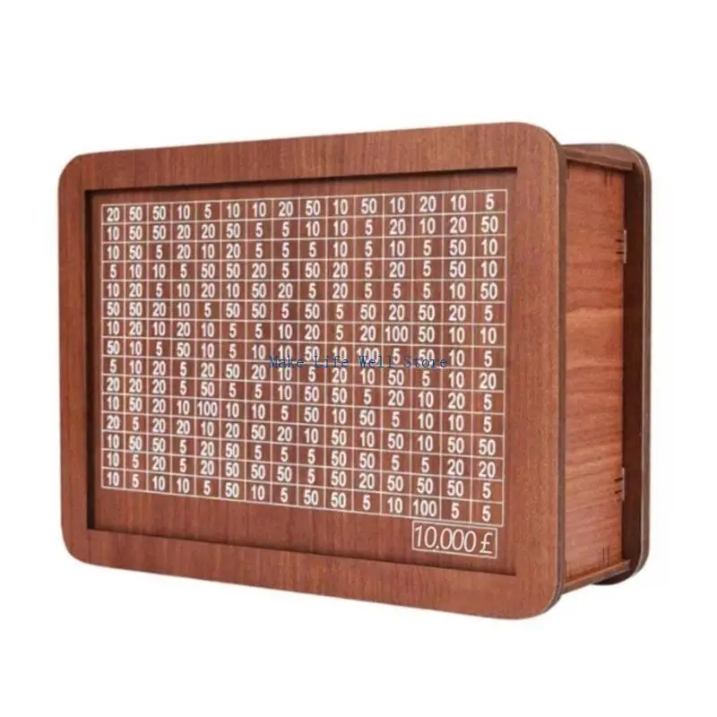Wooden PiggyBanks Reusable Handmade Money Box, PiggyBanks with Saving Goal and Number To Check for Help The Habits