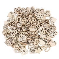 50/100pcs Hollowed Heart Pattern Small Natural Wooden Slice Scrapbook Embellishments DIY Craft Decor Heart Shape Love Wood Chips