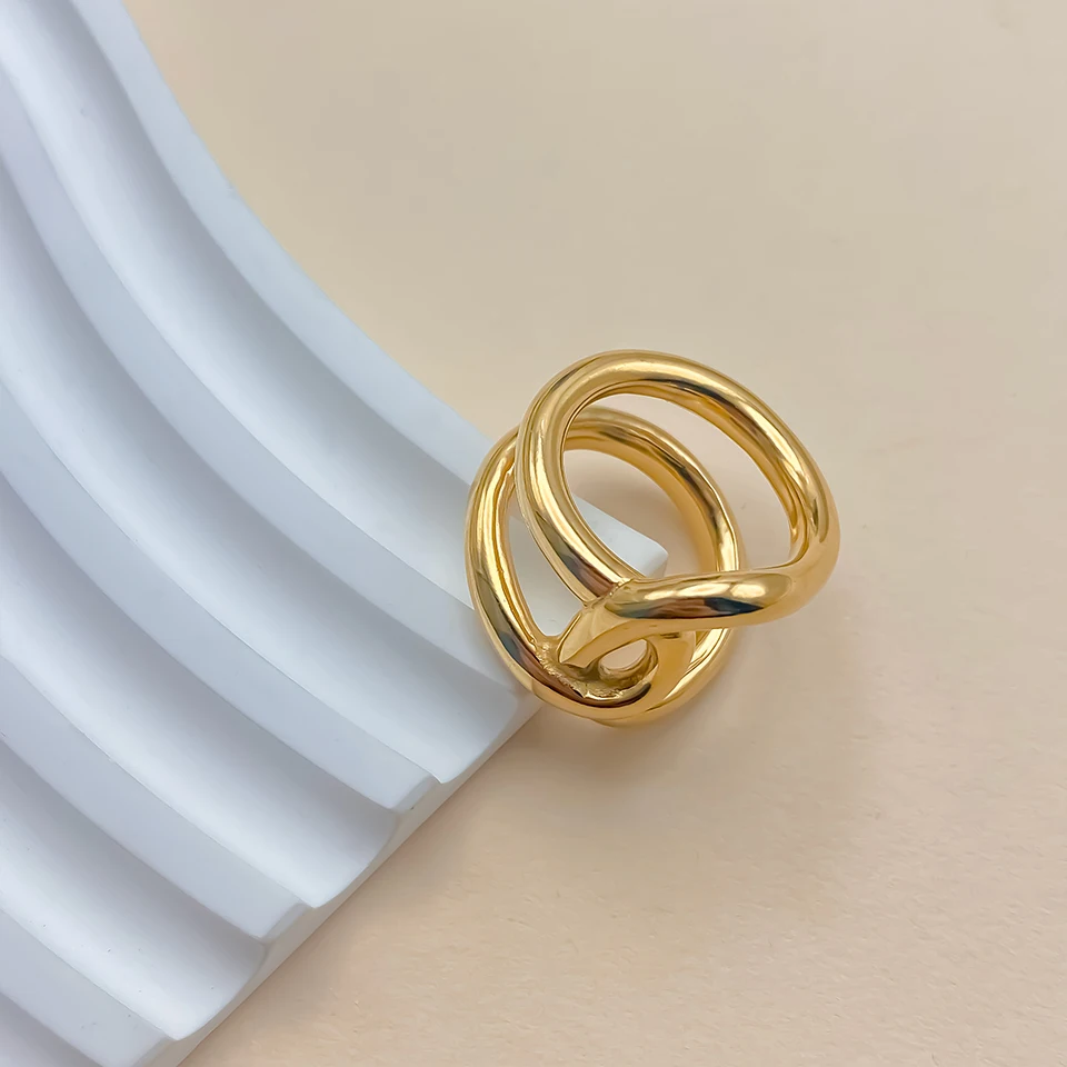St-Delan Neuer Kreativer Knotenring Einfacher Metallring für Damen Edelstahl Vergoldeter Offener Ring Modeschmuck Accessoires – Detail 6