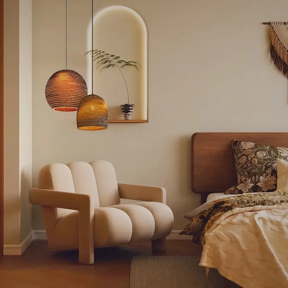 Handmade Rattan Lustre Papel Honeycomb Luzes Pingente, Creative Papelão, Sala de estar, Restaurante, Café, Roupas, Loja