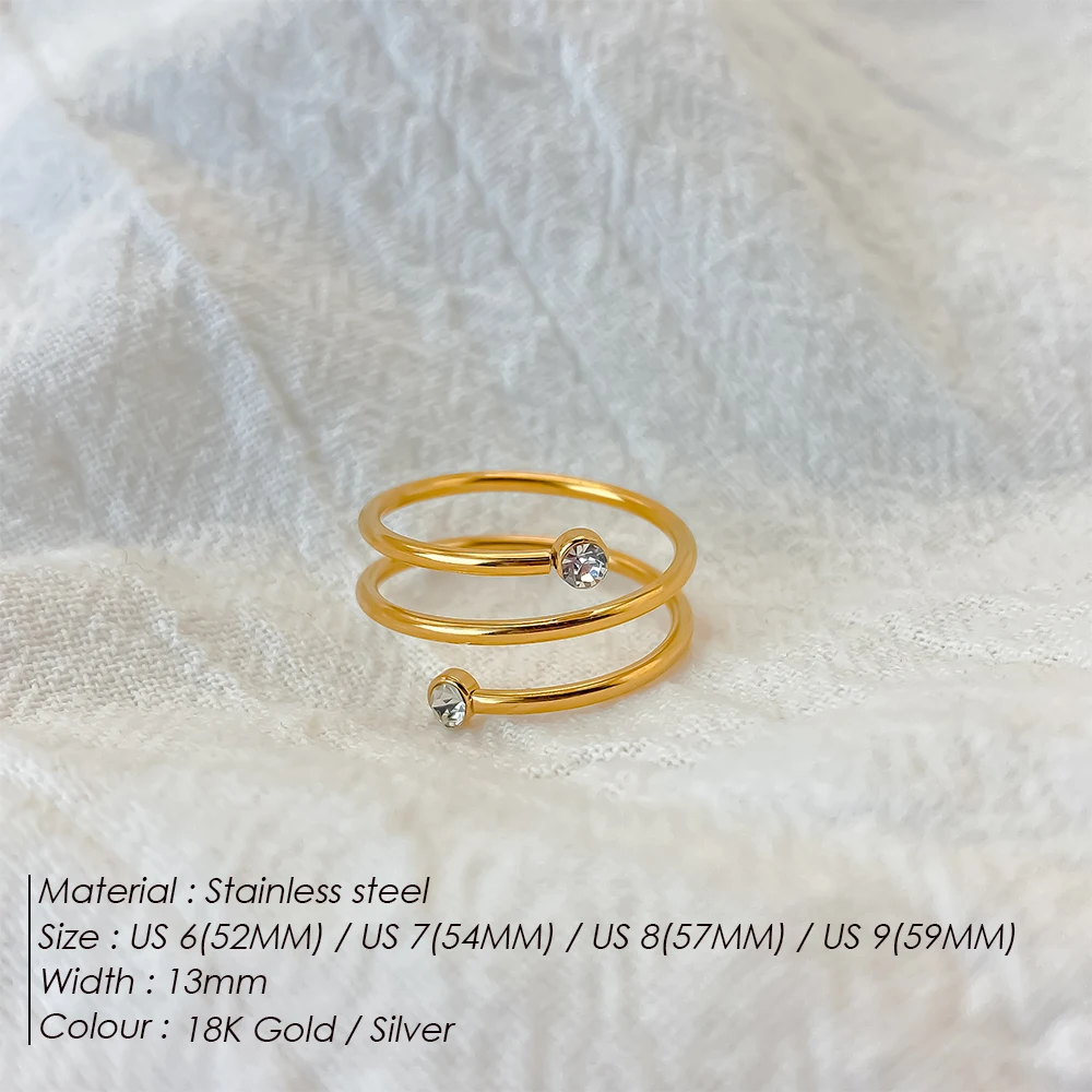 EMANCO  Stainless Steel High-Grade Rhinestone Ring Simple Multi-Layer Line Spring Couple Rings Fashion Jewelry Party Gifts