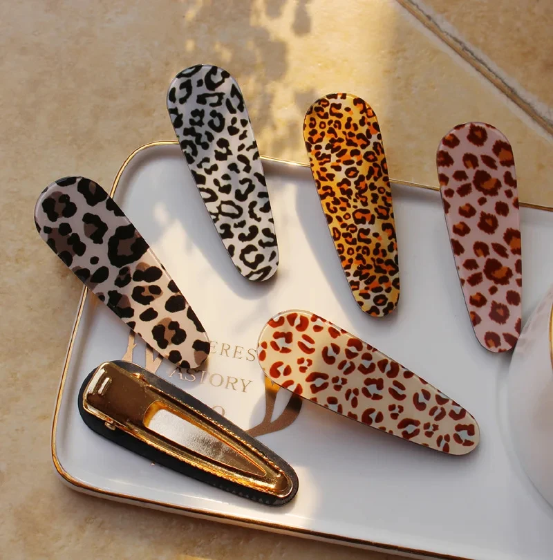 Promotional Hair Clip Leopard Print Barrettes Acrylic Water Drop Hairpin Alligator Hair Clips Side Pins Women Hair Accessories