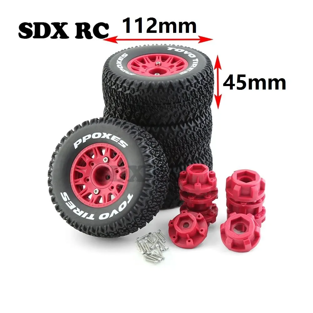 4Pcs 112mm 1/8 1/10 Short Course Truck Tire with 12mm 14mm 17mm Wheel Hex for Slash ARRMA SENTON Vkar SCTX10 HPI RC Car