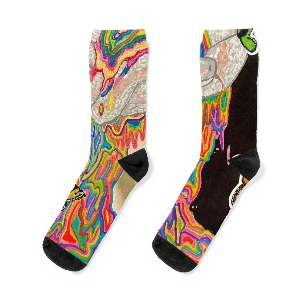 

Girl dripping painting Socks Rugby japanese fashion christmass gift professional running Ladies Socks Men's