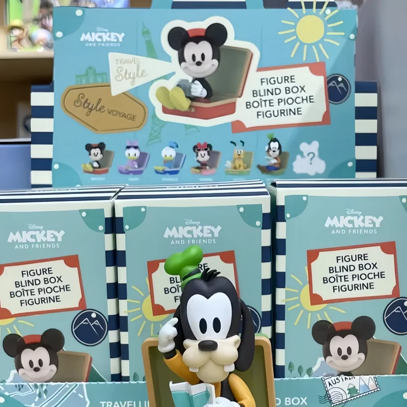 

Hot Kawaii Miniso Disney Blind Box Mickey Mouse Goofy Donald Duck Travel Series Mystery Box Decor Anime Toy Christmas Fans Gifts